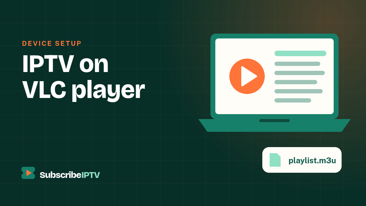 Illustration of a laptop playing an IPTV stream from an M3U playlist